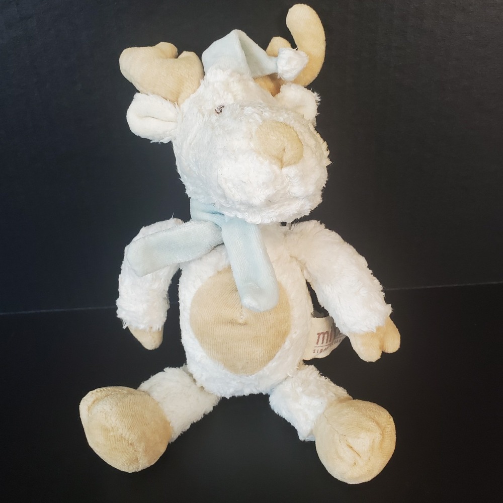 MIYIM Organic White Reindeer Deer Plush‎ 10" Santa Hat Christmas Stuffed Animal